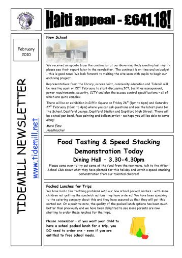 Newsletter Feb 2010 - Tidemill Academy
