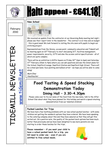 Newsletter Feb 2010 - Tidemill Academy