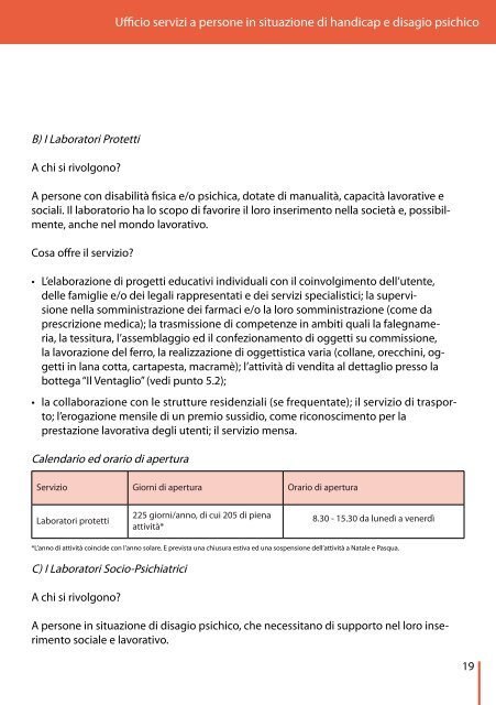 Carta dei Servizi - Ufficio Handicap e Disagio Psichico