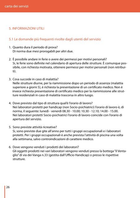 Carta dei Servizi - Ufficio Handicap e Disagio Psichico