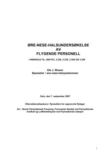 øre-nese-halsundersøkelse av flygende personell - Norsk ...