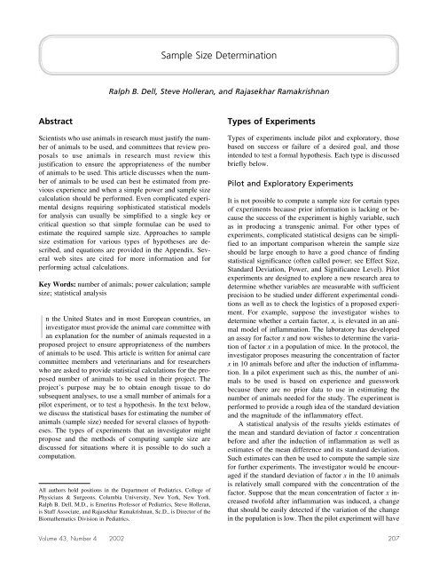 Sample Determination Method Sample Size Determination