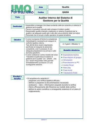 Per maggiori informazioni - Imq