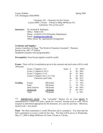 Course Syllabus - California State University Dominguez Hills