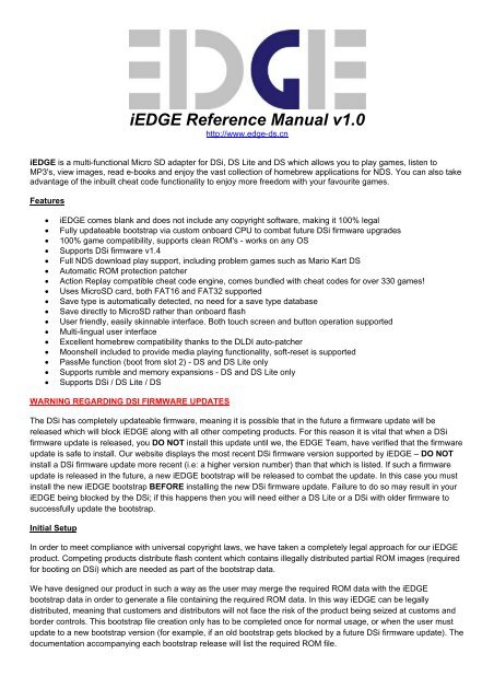 iEDGE Reference Manual v1.0 - soloNDS.com