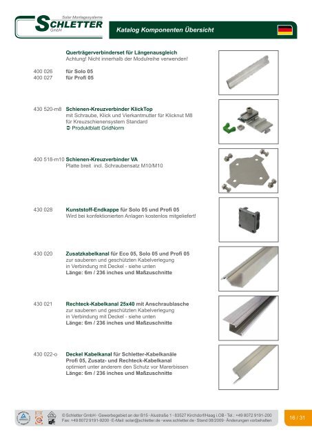 Dachhaken Ãœbersicht - Muffler Solar und Elektrotechnik