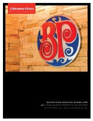 2007 Third Quarter Report - Boston Pizza Royalties Income Fund