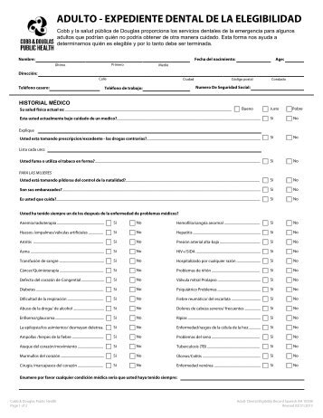 adulto - expediente dental de la elegibilidad - Cobb & Douglas ...