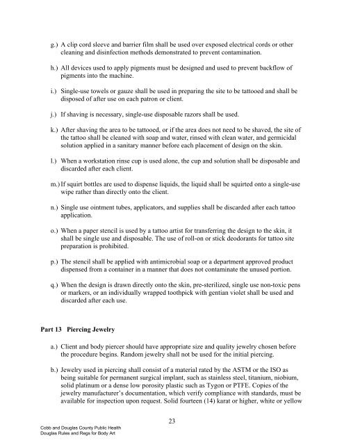 Douglas County Rules and Regulations for Body Art - Cobb ...