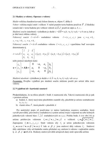 2 Statika-Operace s vektory