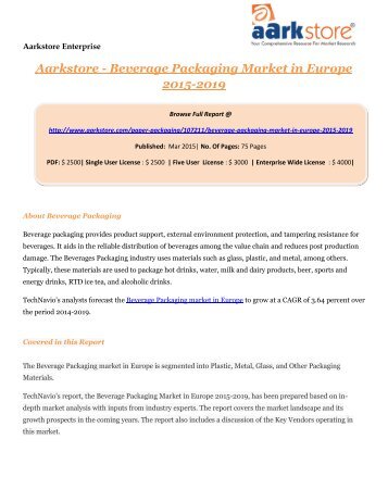 Aarkstore - Beverage Packaging Market in Europe 2015-2019