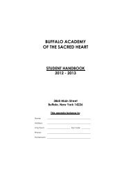 buffalo academy of the sacred heart student handbook 2012 - 2013