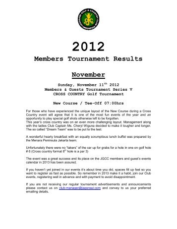 Members Tournament Results November - Jagorawi Golf & Country ...