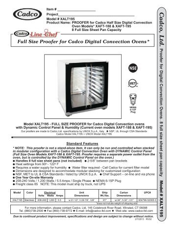 Full Size Proofer for Cadco Digital Convection Ovens - Cadco, Ltd