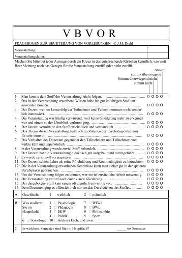 Beispielfragebogen Lehrveranstaltungsevaluation - ZiLS