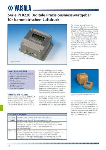 Serie PTB220 Digitale Präzisionsmesswertgeber für barometrischen Luftdruck