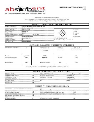 MSDS - Cattitudes Clumping Scented Cat Litter - Absorbent ...