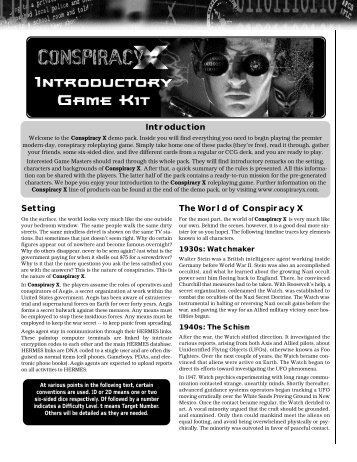 Setting The World of Conspiracy X Introduction