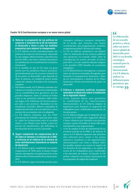 conclusiones y recomendaciones - European Report on Development