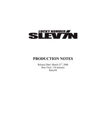 Lucky Number Slevin Production Notes - Hollywood Jesus