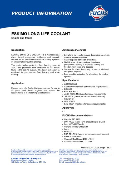 ESKIMO LONG LIFE COOLANT - Countrywide Farmers