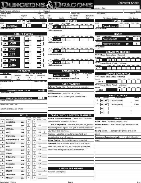 D&D 4E Character Sheet