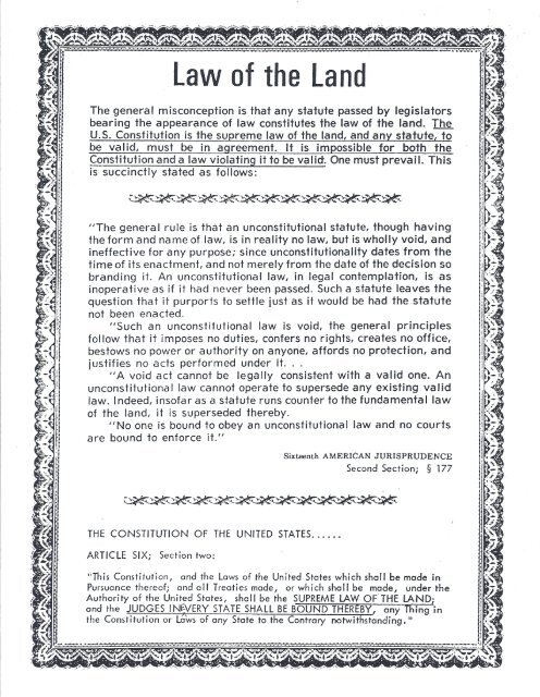 16th Jurisprudence is the Law of the Land