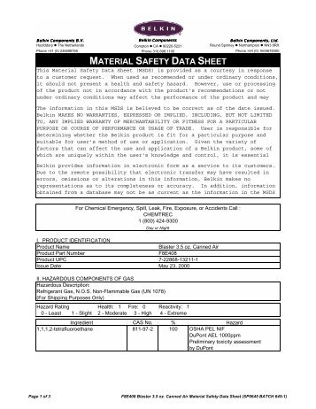 MATERIAL SAFETY DATA SHEET - Belkin