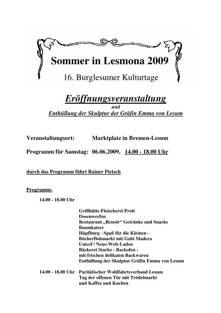 Sommer in Lesmona 2009 - Lesum.de