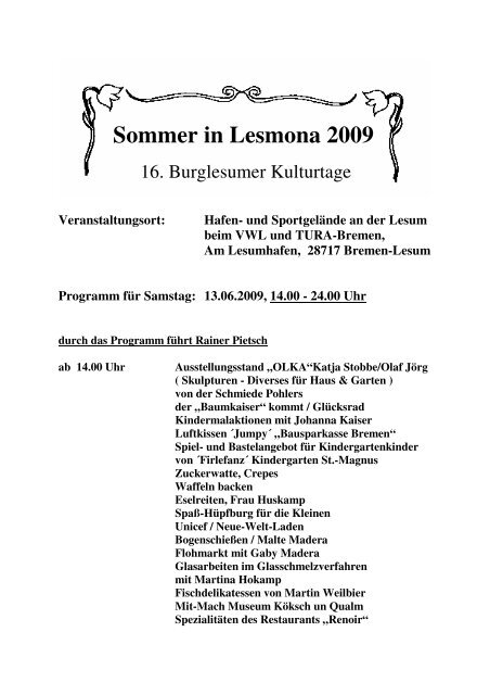 Sommer in Lesmona 2009 - Lesum.de