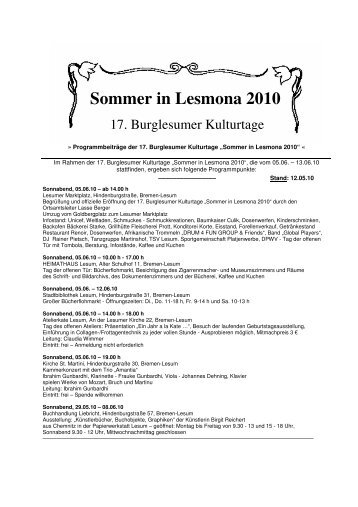Sommer in Lesmona 2010 - Lesum.de