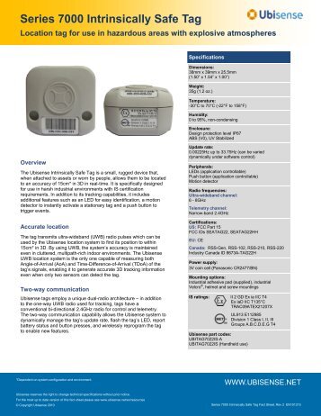 Series 7000 Intrinsically Safe Tag - Ubisense