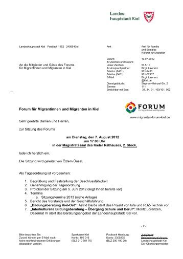 Forum fÃ¼r Migrantinnen und Migranten in Kiel - Migranten-Forum Kiel