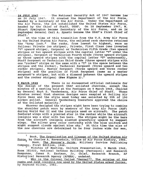 A Chronology Of The Enlisted Rank Chevron Of - Air Force Historical ...