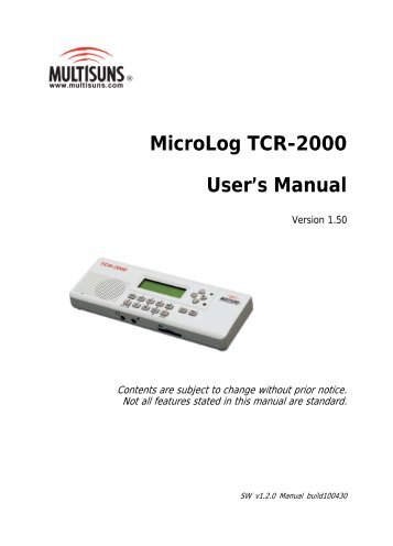 MicroLog TCR-2000 English User's Manual