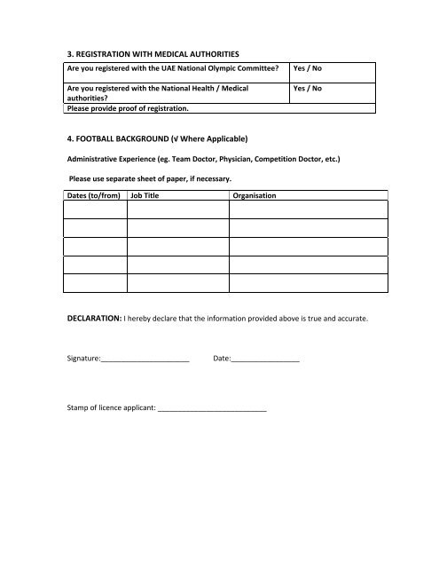 curriculum vitae form - Ø§ØªØ­Ø§Ø¯ Ø§ÙØ¥ÙØ§Ø±Ø§Øª ÙÙØ±Ø© Ø§ÙÙØ¯Ù