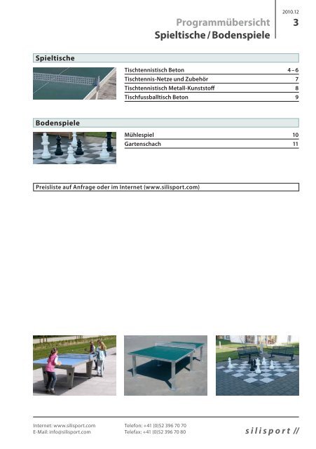 Spieltische / Bodenspiele - Silisport AG