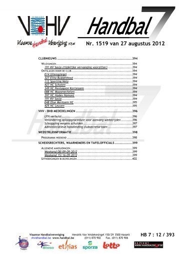 Nr. 1519 van 27 augustus 27 augustus 2012 - vhv handbalbase