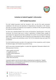 Invitation to Submit Supplier's Information UAE Football Association