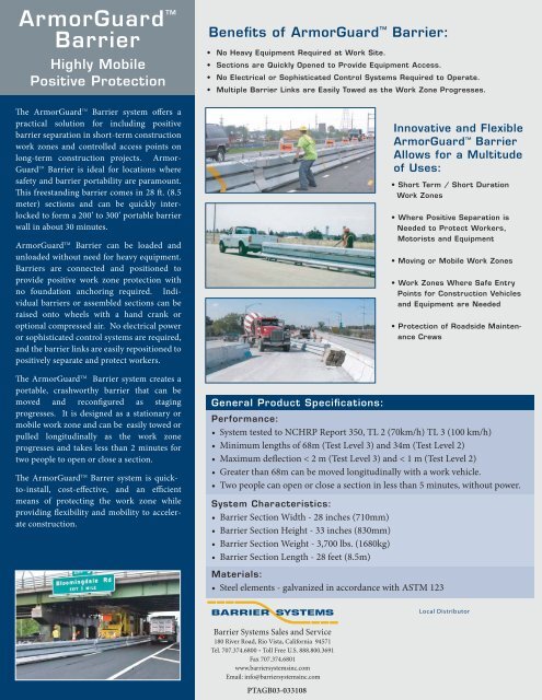 Product Information Sheet - GSI Highway Products