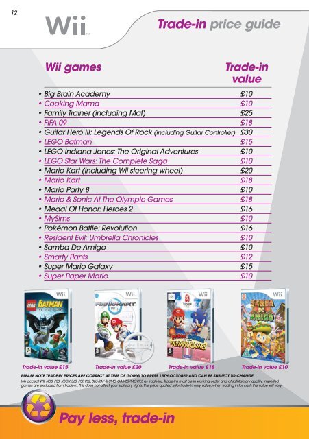 Trade-in price guide - Game