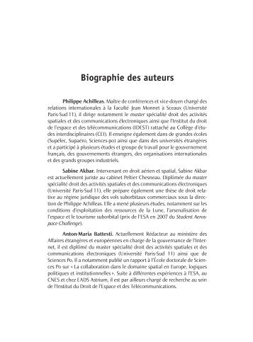 Biographie des auteurs - Editions Larcier