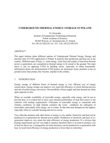 UNDERGROUND THERMAL ENERGY STORAGE IN POLAND