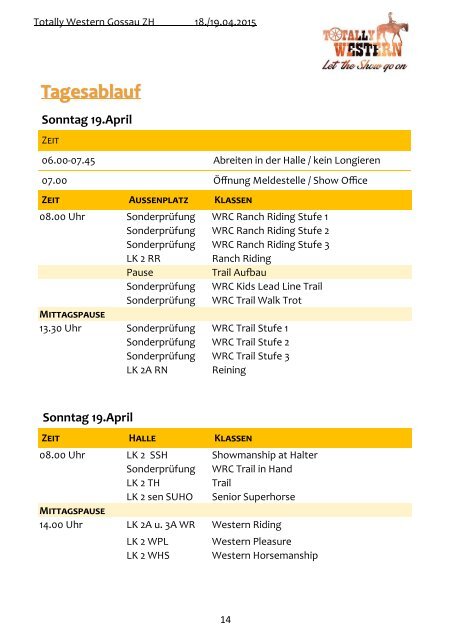 Programmheft Totally Western 18/19.04.2015