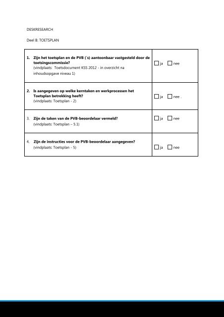 Checklist niveau 1 deskresearch en visitatie KSS 2012 - NOC*NSF