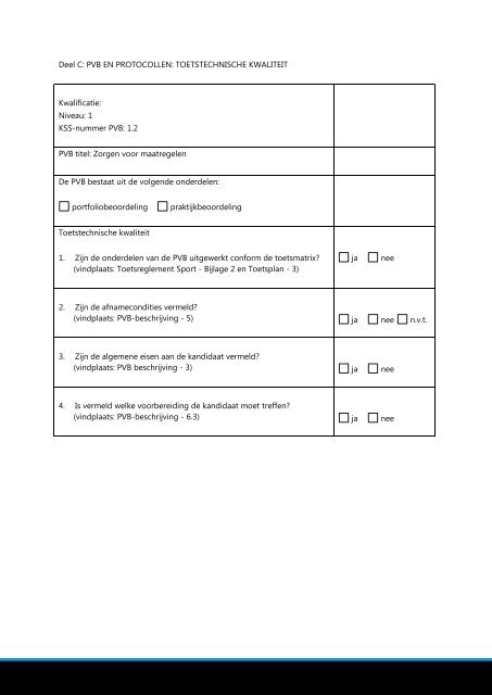 Checklist niveau 1 deskresearch en visitatie KSS 2012 - NOC*NSF