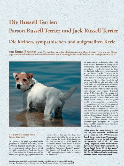 Die Russell Terrier: - Russell Terrier Club Schweiz