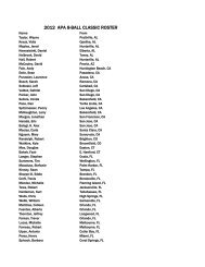 2012 APA 8-BALL CLASSIC ROSTER