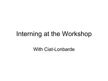 Interning at the Workshop - Ciat-Lonbarde