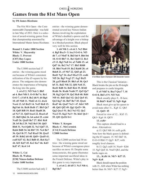 Chess Horizons - The Massachusetts Chess Association